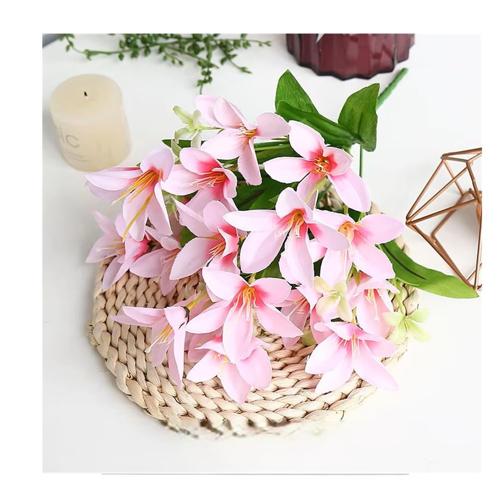 SPHINX Artificial Lily Flower Bunch/Bouquet 18 Heads – 36 cm | Faux Flowers for Home Decor, Gift Hampers, Trousseau Packing, Festivals, Celebrations, Housewarming, Gift Packing- (1, Light Pink)