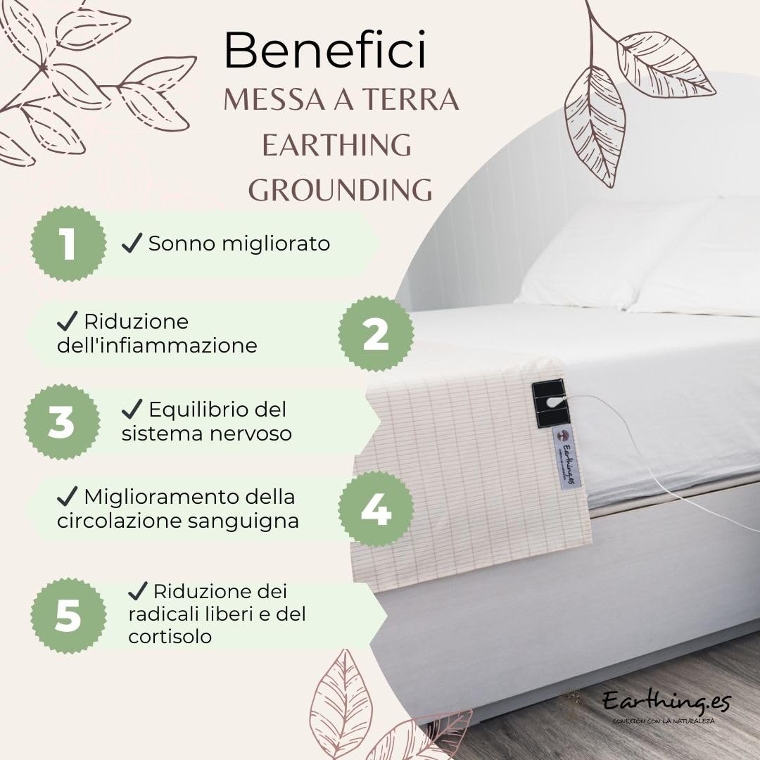 Lenzuolo Messa A Terra 86x127 Cm Con Fibra D'argento | Tappetino Earthing Per Letto Antistress - 3