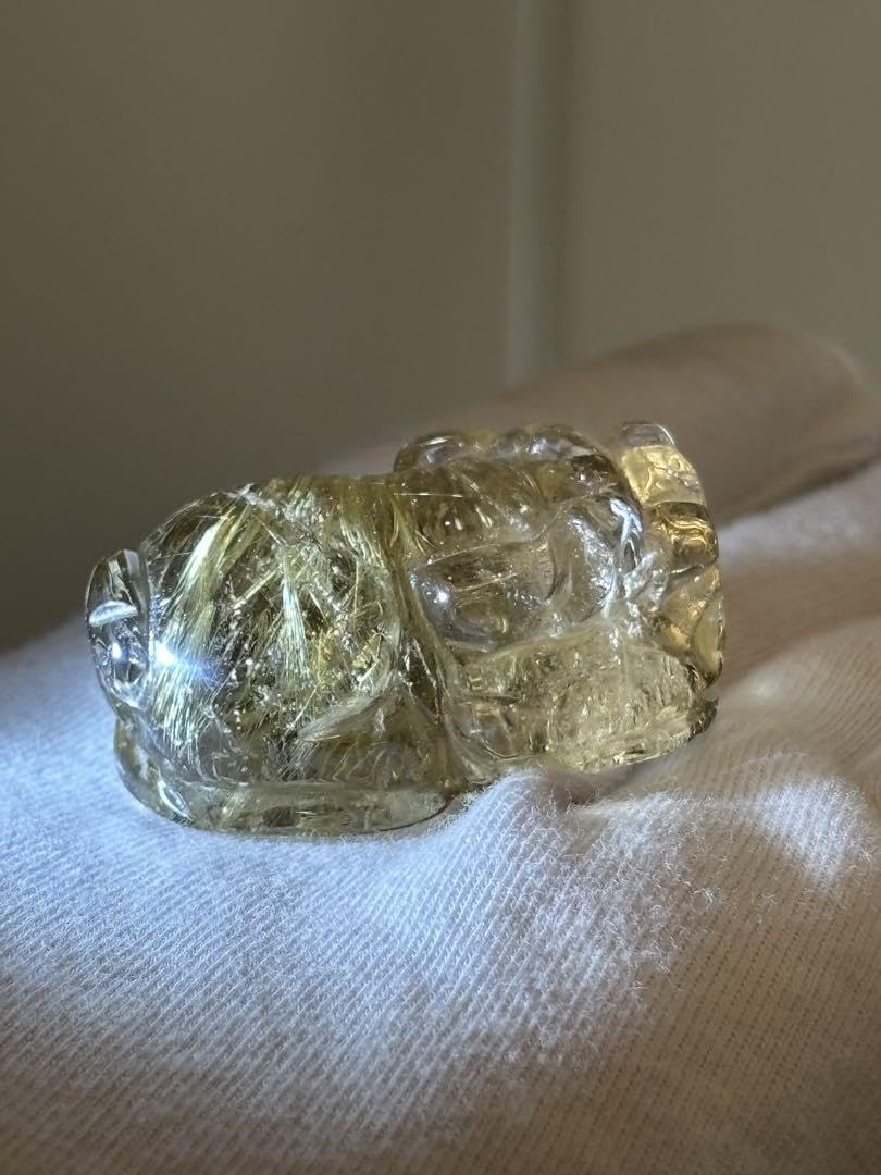 【金運、仕事運上昇】⭐️ルチル貔貅⭐️ゴールド⭐️ ◇限定入荷！◇極上彫刻貔貅！◇金運・仕事運・勝負運を象徴する