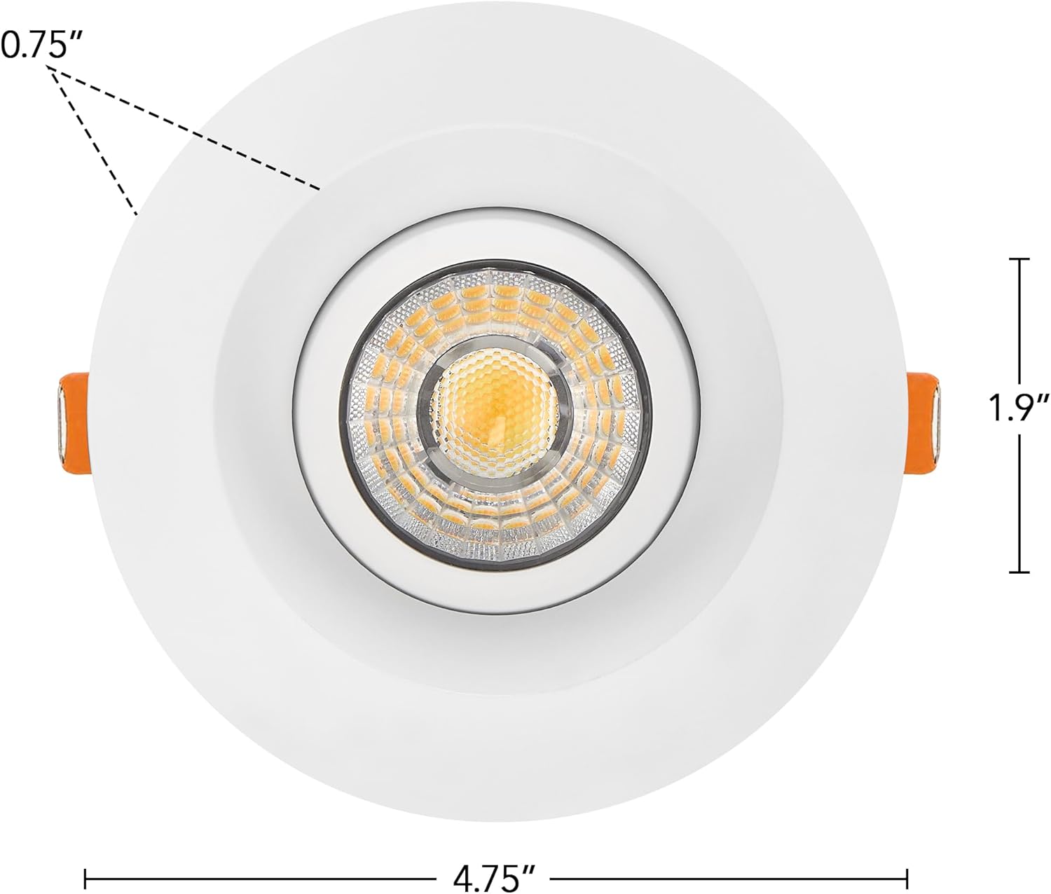 Maxxima 4 in. Adjustable Recessed Anti-Glare LED Gimbal Downlight, Canless, 1100 Lumens Color Selectable 2700K/3000K/3500K/4000K/5000K, 360° Rotation, Dimmable White Trim, 90 CRI, J-Box Included