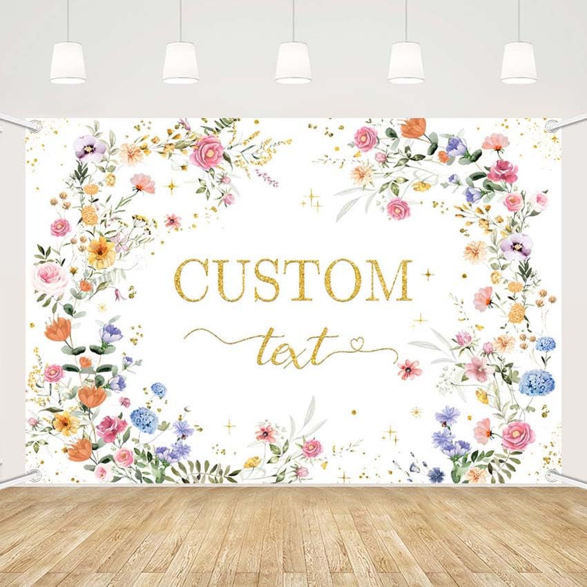 MEHOFOND Customize Bridal Shower Decorations Backdrop, Personalized Wildflower Wedding Shower Background, Spring Floral Engagement Wedding