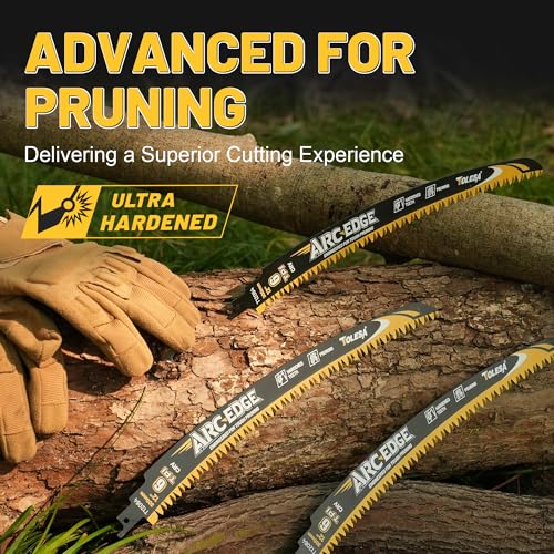 Image of TOLESA 12&15in. Japanese Teeth Reciprocating Saw Blade, Arc Edge Wood Pruning Saw Blades 6TPI for Tree Trimming, Wood Cutting, Durable & Sharp, 4-Pack