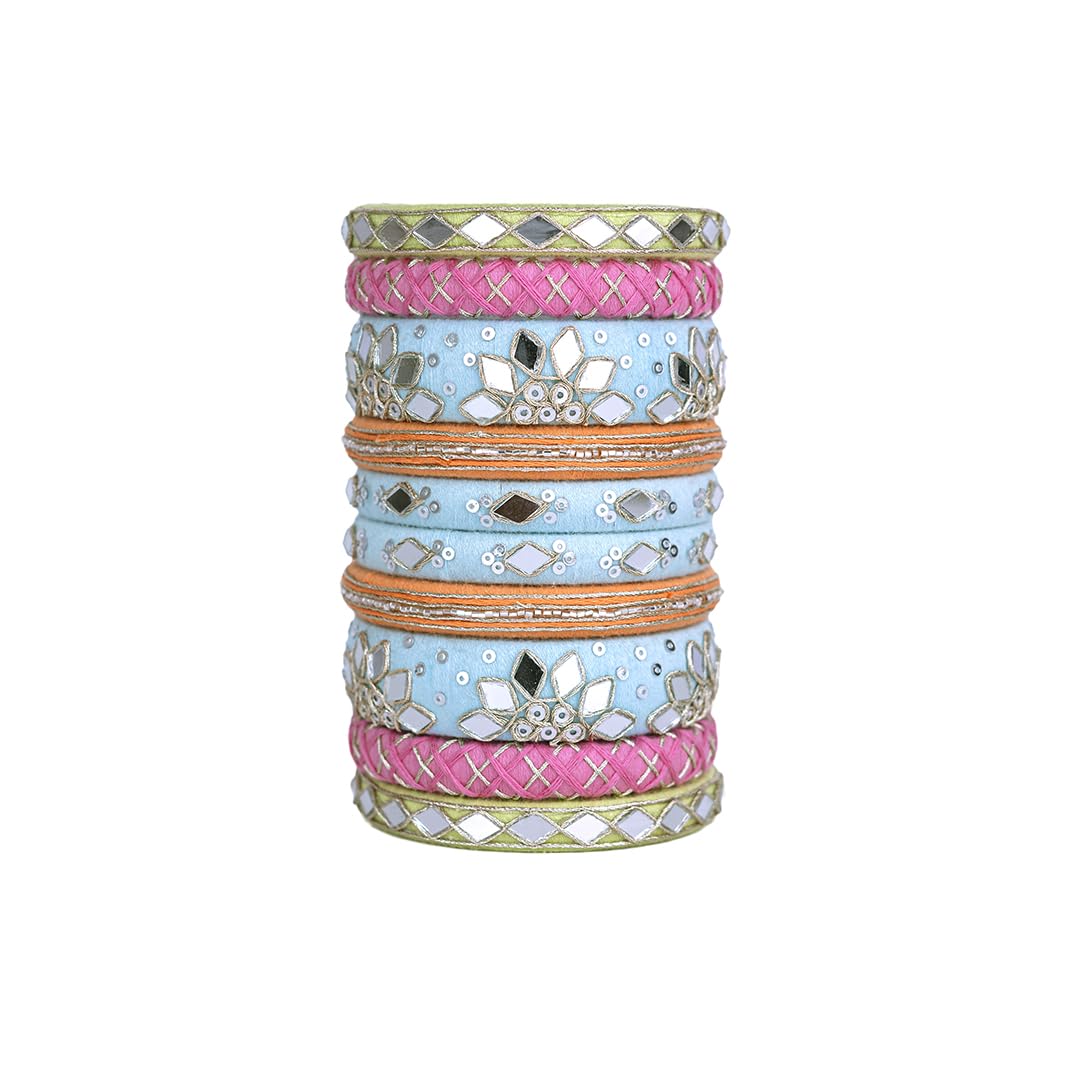 Taasha Craft Ranjana pastel multicolor mirror work Bangles, Handcrafted Cotton Thread Bangle Set forWomen & Girls Size 2.8 Set of (10 Bangles) (B0D9BY26YX) Amazon Price History, Amazon Price Tracker