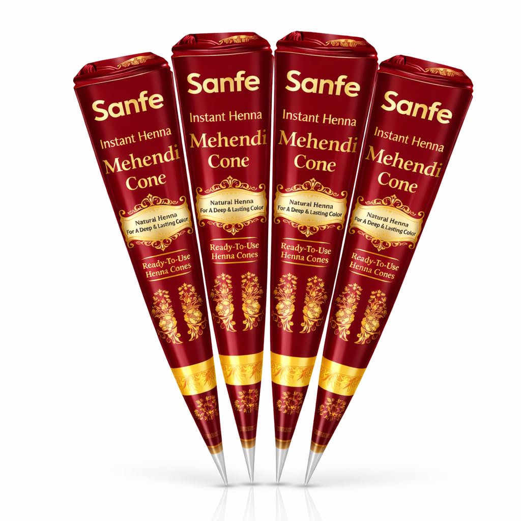 Sanfe Instant Henna Mehendi Cone Pack of 4 | Natural Ready-to-Use Henna-image-45