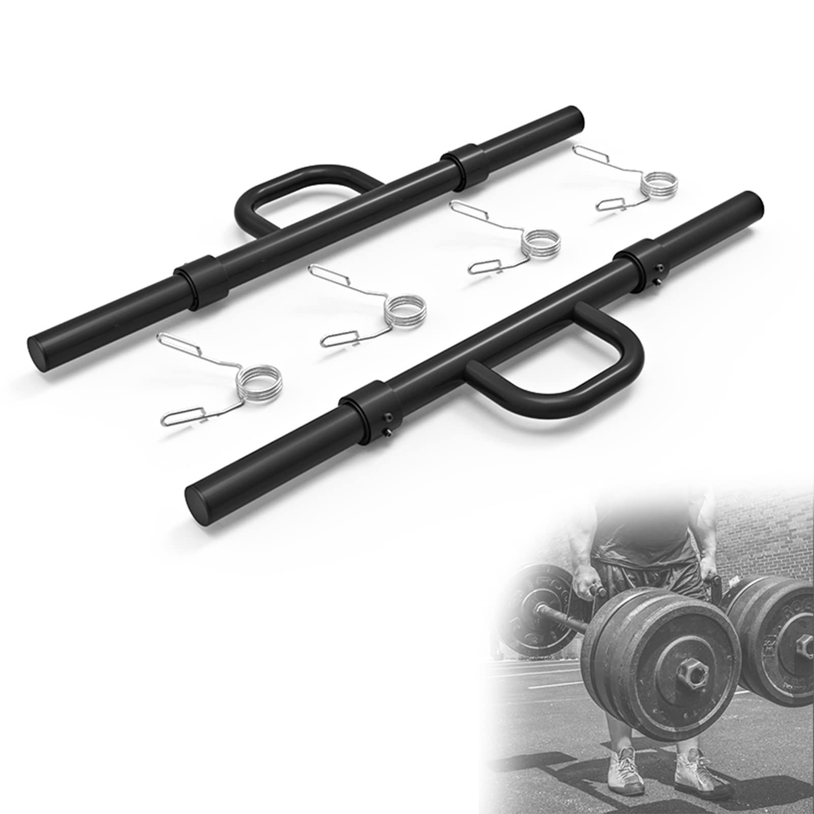 100cm Steel Farmers Walk Handles, Forearm Exerciser Weightlifting Workout(Pair), Increase The Strength in Your Forearm, for 2" Olympic Barbell