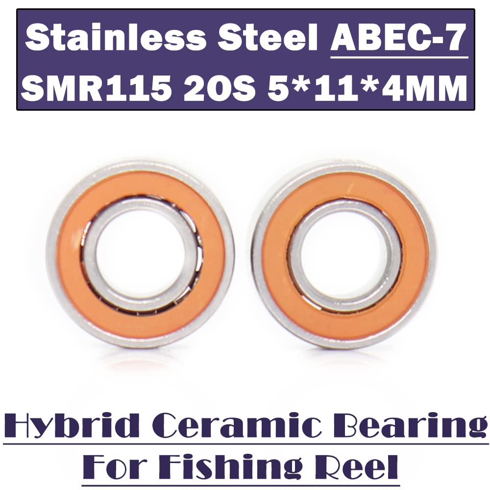 2 pcs SMR115 2OS roulement 5x11x4mm CB ABEC-7 Acier Inoxydable hybride céramique océan Pêche roulements à billes SMR115C