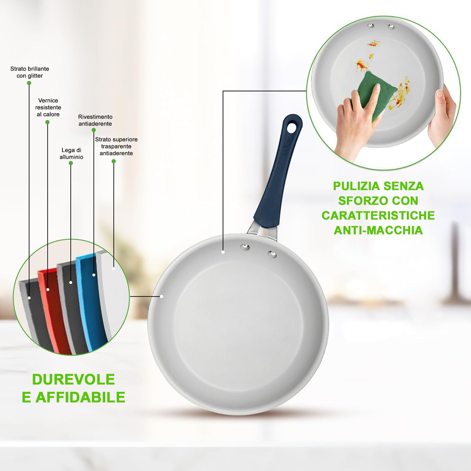 NutriChef Set di 14 Pentole e Padelle Antiaderenti, Set di Utensili da Cucina di Base di Alta Qualità, Padella Antiaderente, Alluminio, Blu