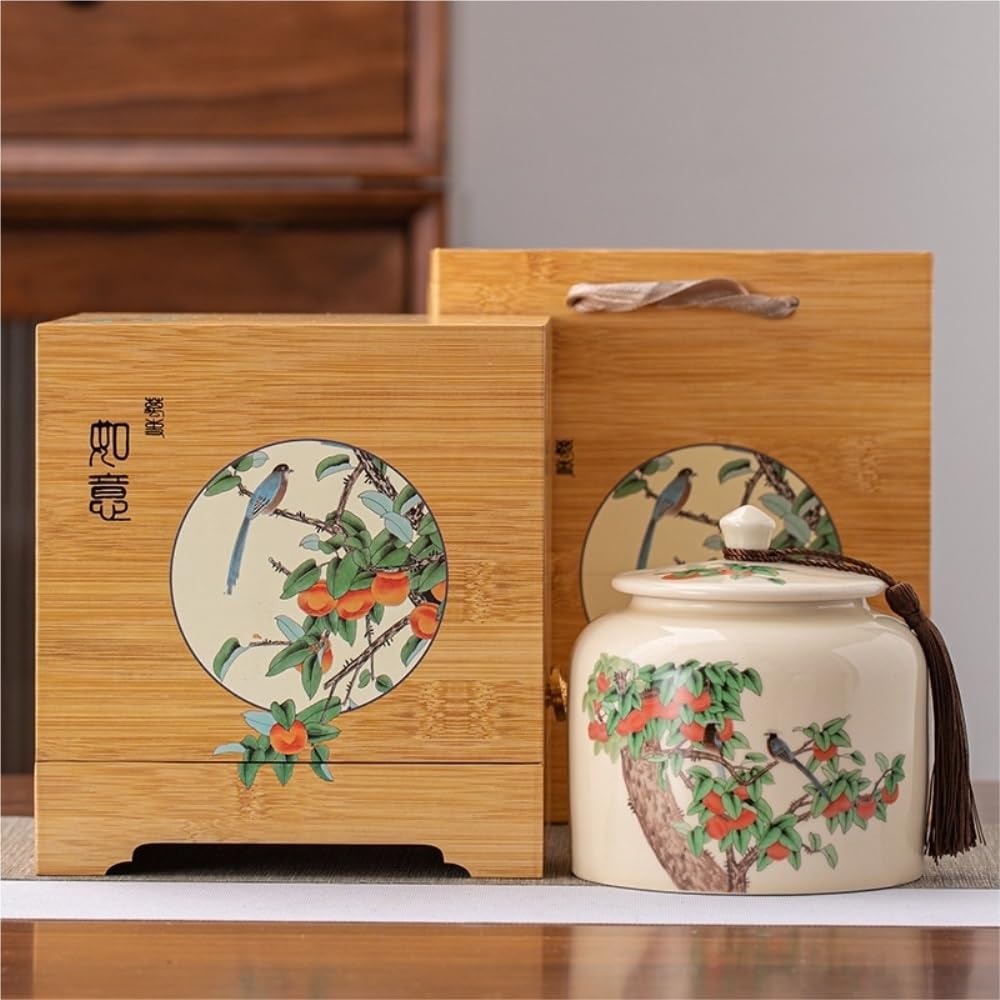 Scatola da tè Contenitore creativo for la conservazione del tè sfuso Barattolo in ceramica sigillato Set da tè cinese Barattolo singolo/doppio Barattolo Set regalo Contenitore per il tè(Single can)