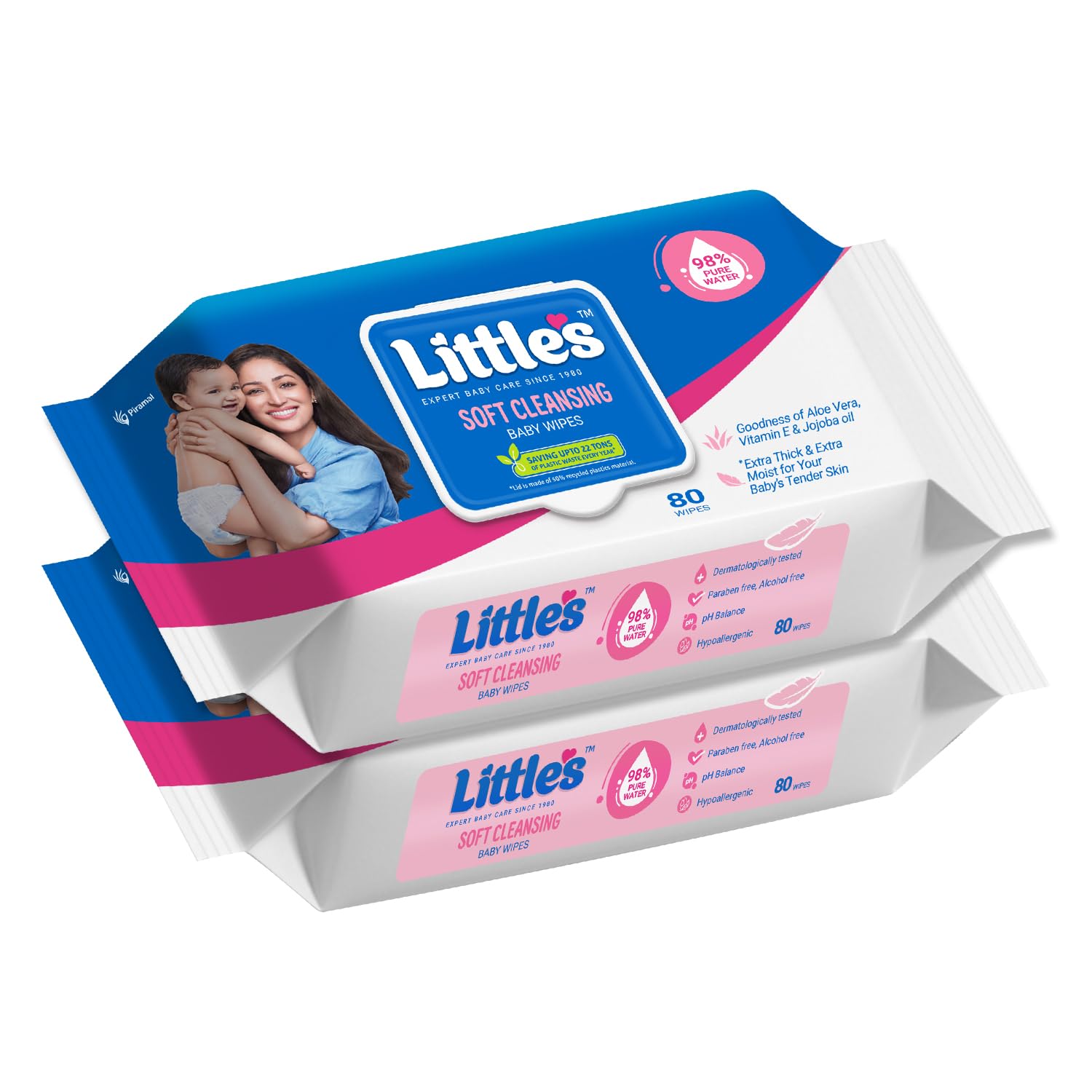 Little's Soft Cleansing Baby Wipes with Lid | 80 Wipes x Pack of 2 - 160 Wipes | Extra Thick & Moist Wet Wipes for Baby's | Prevents Rashes & Redness with Goodness of Aloe Vera, Vitamin E & Jojoba Oil-image-23
