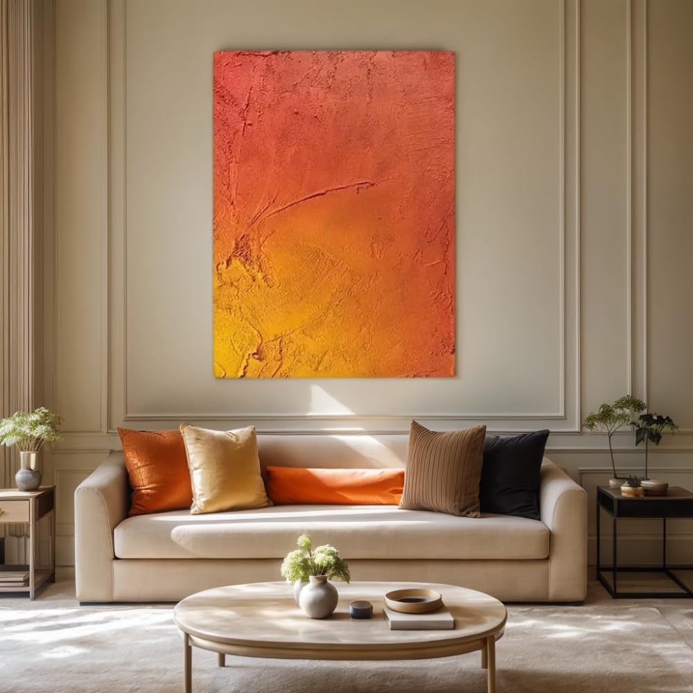 IHHGNB 1pc Modern Nordic Art Painting - Unframed Orange Gradient Abstract Design Minimalist Wall Decor for Living Room Bedroom(50x70cm(20x28in)/No frame)