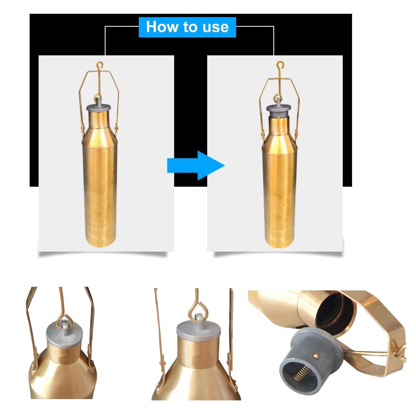 Kit per la Raccolta di Campioni di Petrolio - Contenitore in Rame da 1000 ml con Corda da 30 m per Il campionamento di liquidi petroliferi - Ideale per Test su Serbatoi di Petrolio petrolchi