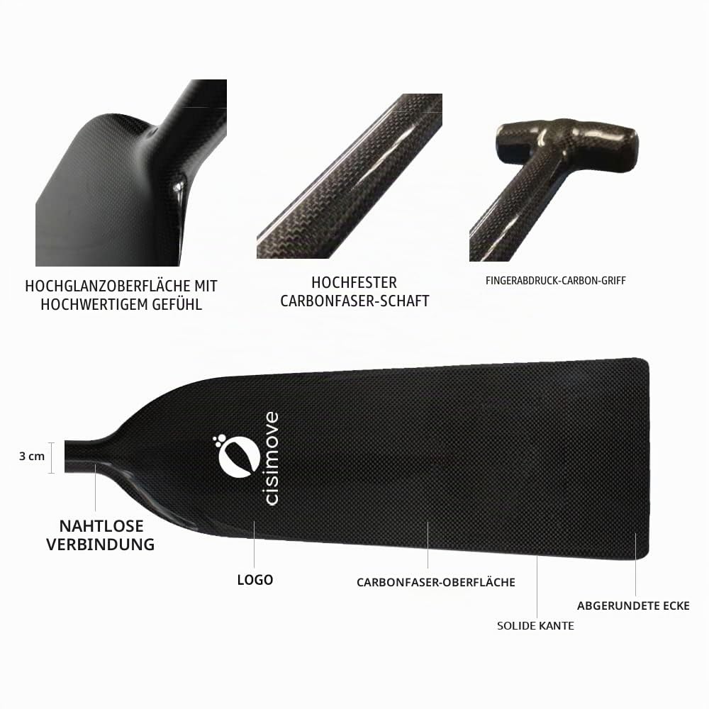 IDBF-zugelassenes Carbonfaser-Drachenboot-Paddel mit Aluminium-Klammer, verstellbar, inklusive Spitzenschutz