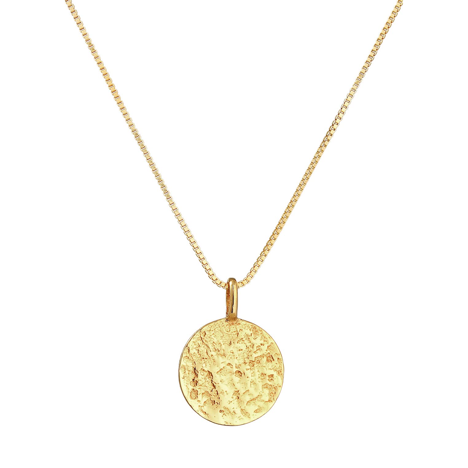 Kuzzoi Collier pour homme en argent sterling 925 plaqué or avec pendentif en forme de plaque ronde 15 mm, Argent sterling
