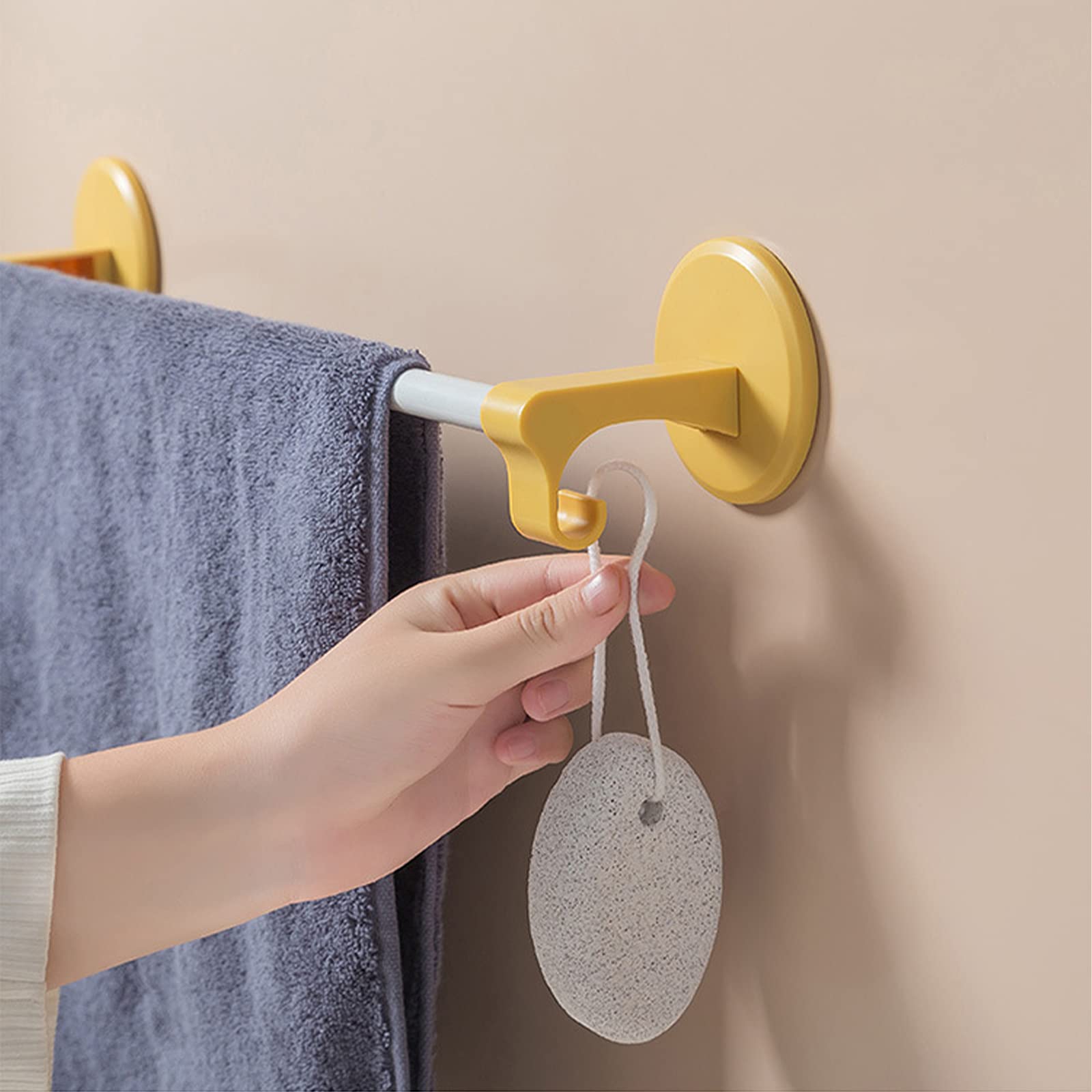 Estante de baño adhesivo fuerte de 46 cm, sin necesidad de taladrar, montaje en pared, almacenamiento para cocina y baño, material ABS, color negro