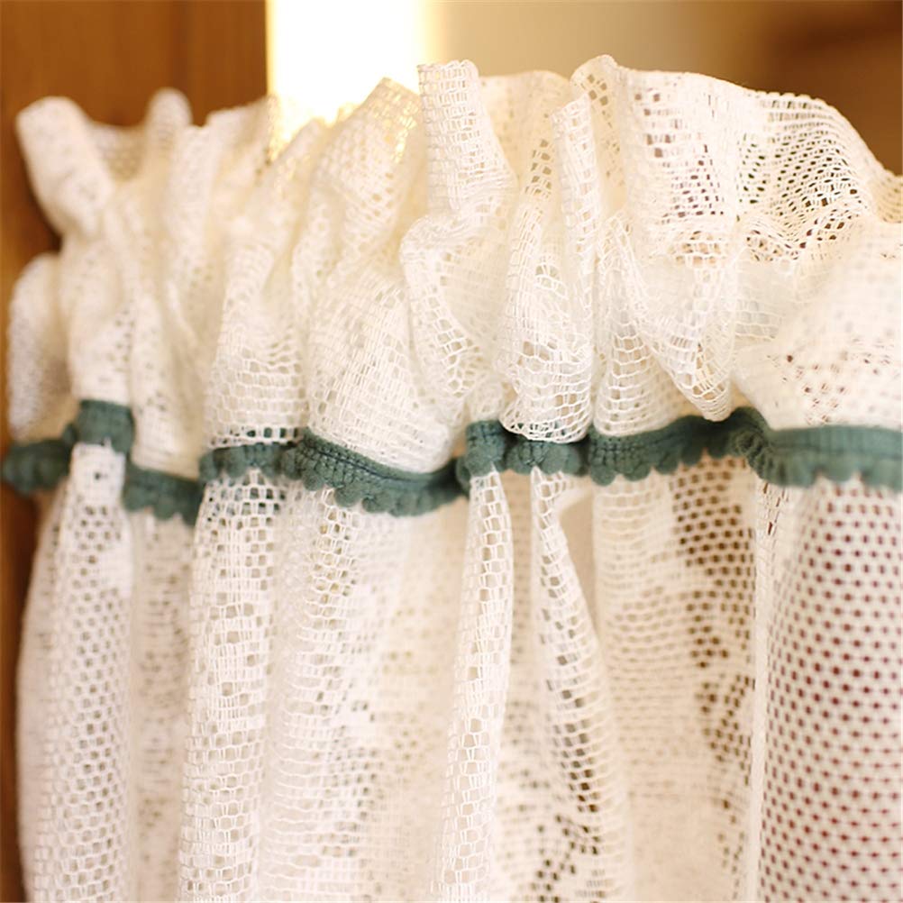 Rideau for cuisine café, rideau court, rideau court de cuisine, cantonnière de fenêtre, rideau en filet de dentelle blanche, rideau de café transparent, style campagnard et rural(W x H280x110cm)