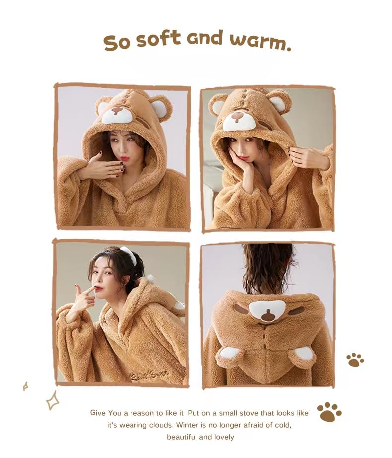Winter Thermal Thickened Bathrobe with Cozy Lining, Matching Couples Loungewear, Soft Outerwear for Home and Travel2