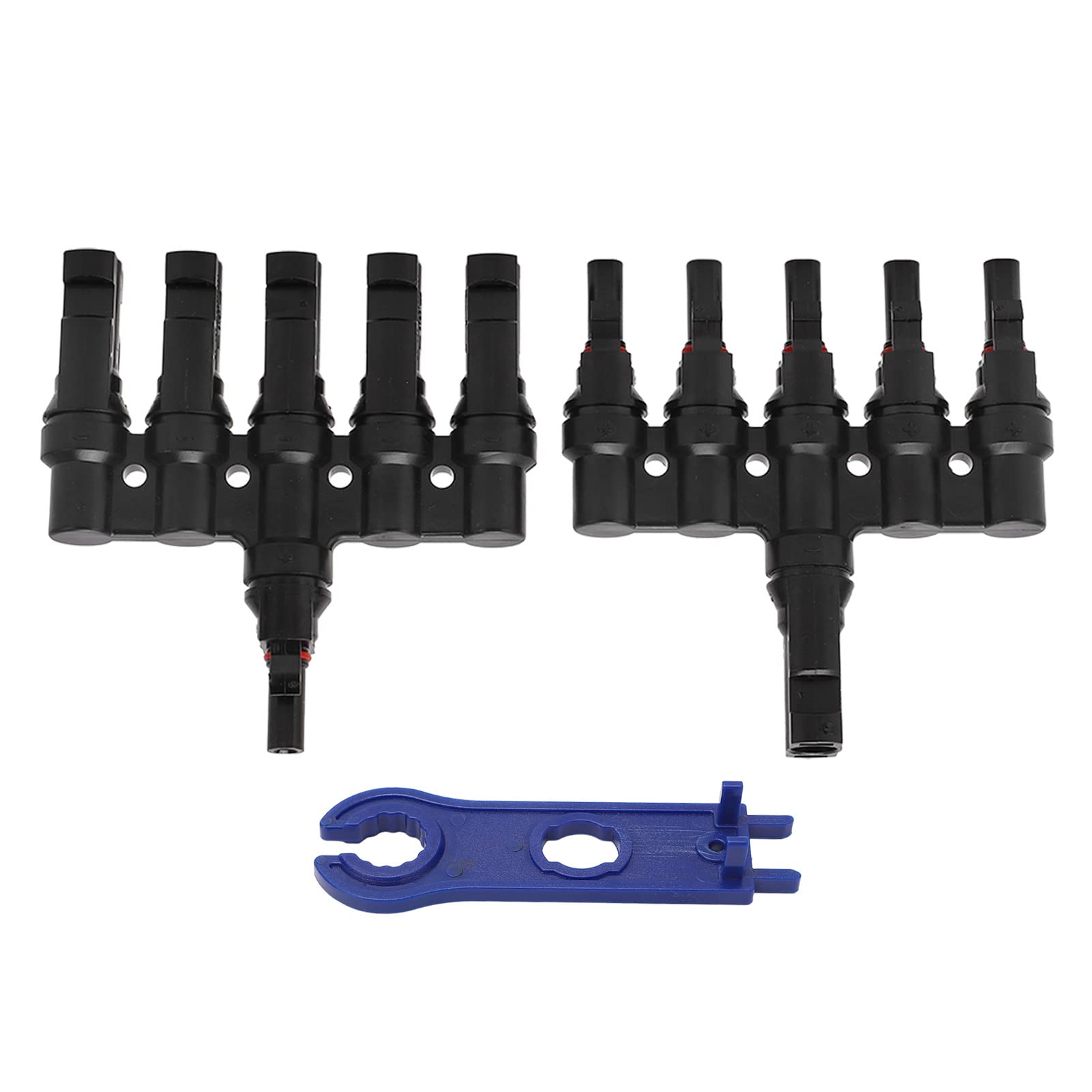 Eujgoov 1 Pair T Branch Solar Panel Connector Solar Wind Power Parts Accessories with Wrench 1 to 5