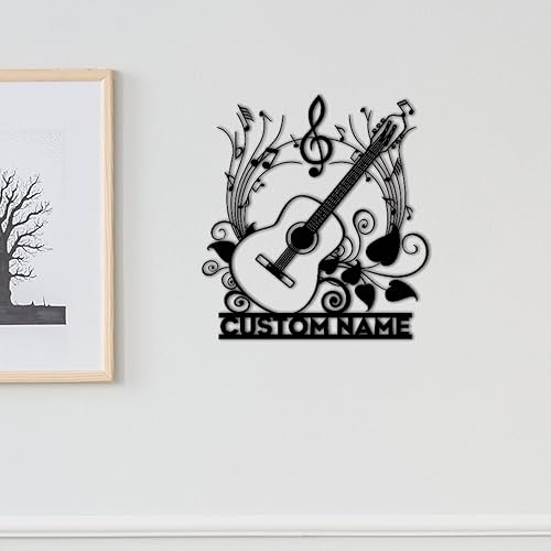 Miniatura 5 de Letrero de guitarra de metal personalizado, monograma de guitarra personalizado, letrero personalizado con nombre de familia, monograma de apellido,