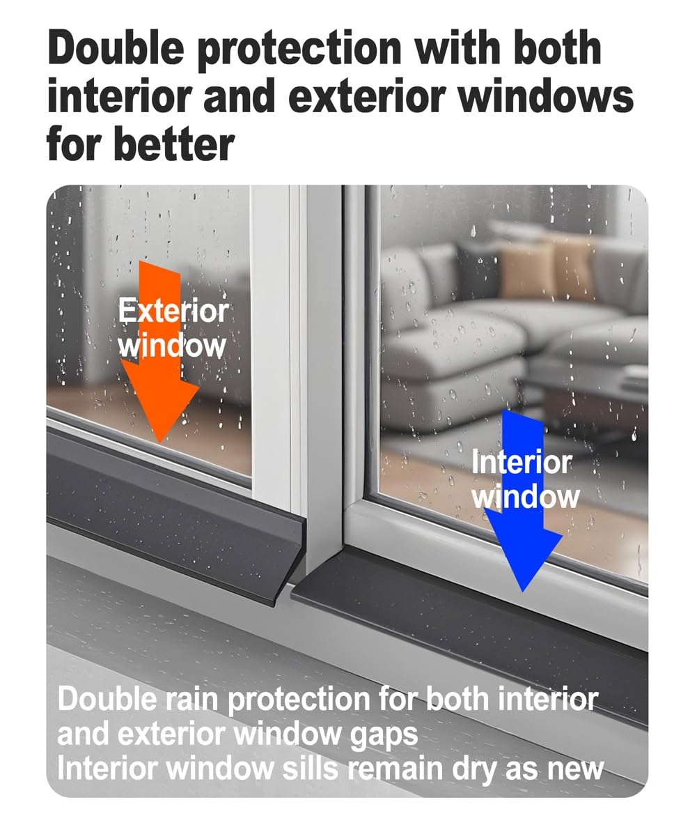 Kit de Barrera de Lluvia Autoadhesiva para Ventanas - 100cm Protector Lluvia Adhesivo Puerta Exterior - Tira Deflectora de Lluvia, Desviador de Agua, Ancho: 4.5/5.5cm(4.5cm)