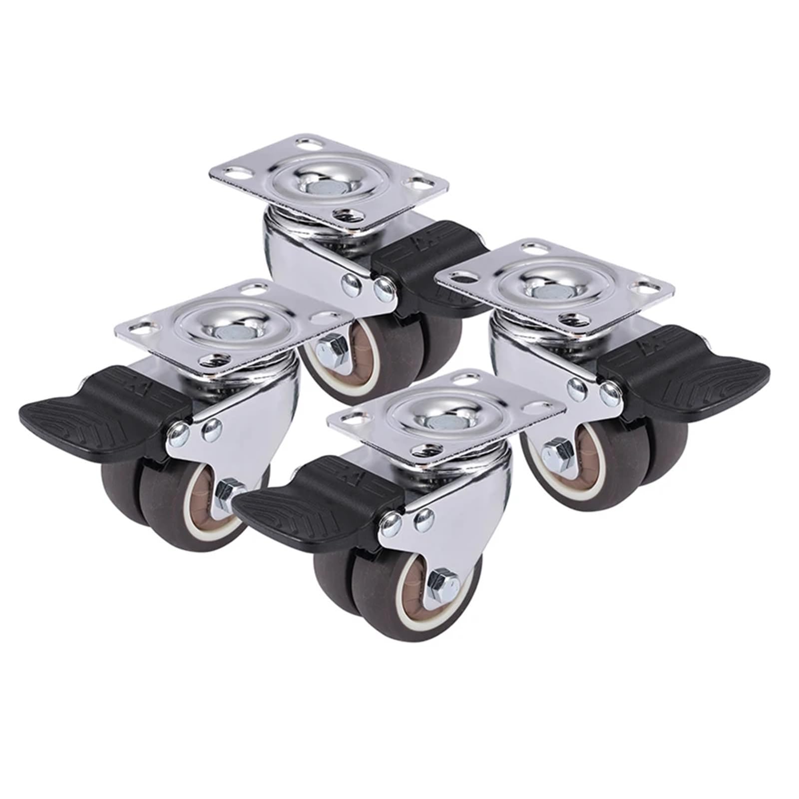 4 STÜCKE Lenkrollen 1,5 "/2" Heavy Duty Weichgummirolle Möbelrolle Mit Bremse for Plattformwagen Geeignet für Geräte und Möbel(4PCS with brake,1.5 Inch)