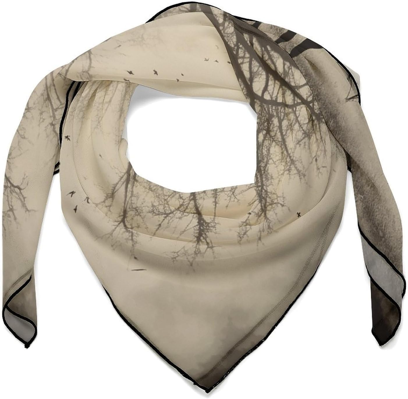 Abstract Tree Elk Picture Hair Scarf for Women, Lightweight Square Head Shawls for Men, Fashion Neckerchief for Travel, Hair Bandanas, Silk Satin Neck Scarf for Sleeping, 27 Inches