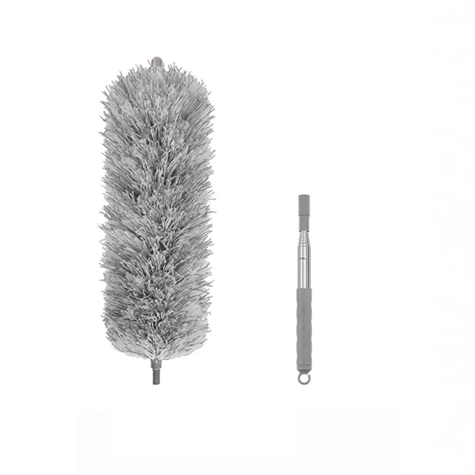 Duster Microfiber Feather Duster Extendable with Extra Long Pole Bendable Head Handle Dusters for Cleaning Ceiling Cars(Silver 140cm 1pc)