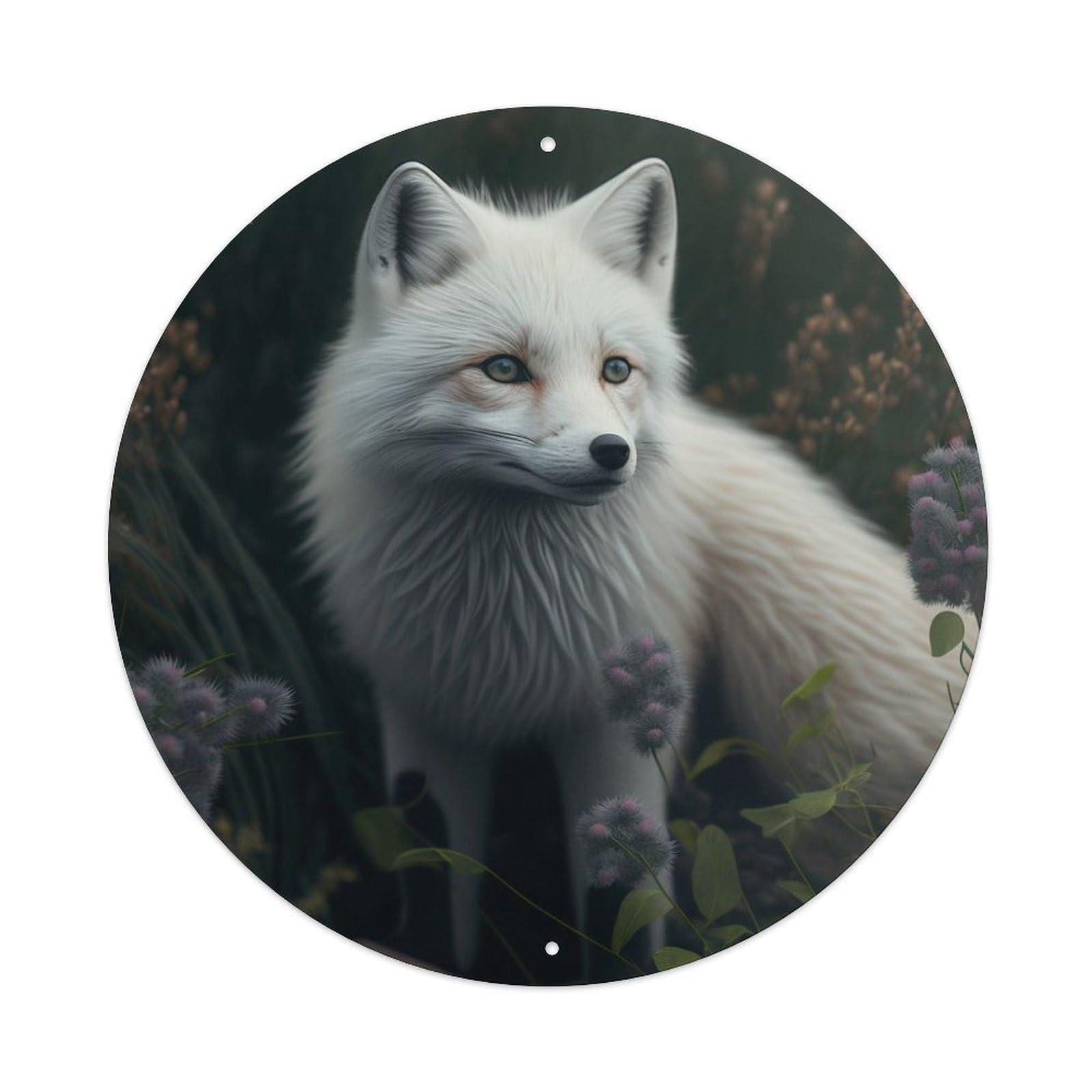 Arctic Animals Cute Arctic Fox Vintage Metal Tin Sign Plaque Wall Decor for Cafe, Club Bar, Office, Garden Metal Poster 8x8Inch