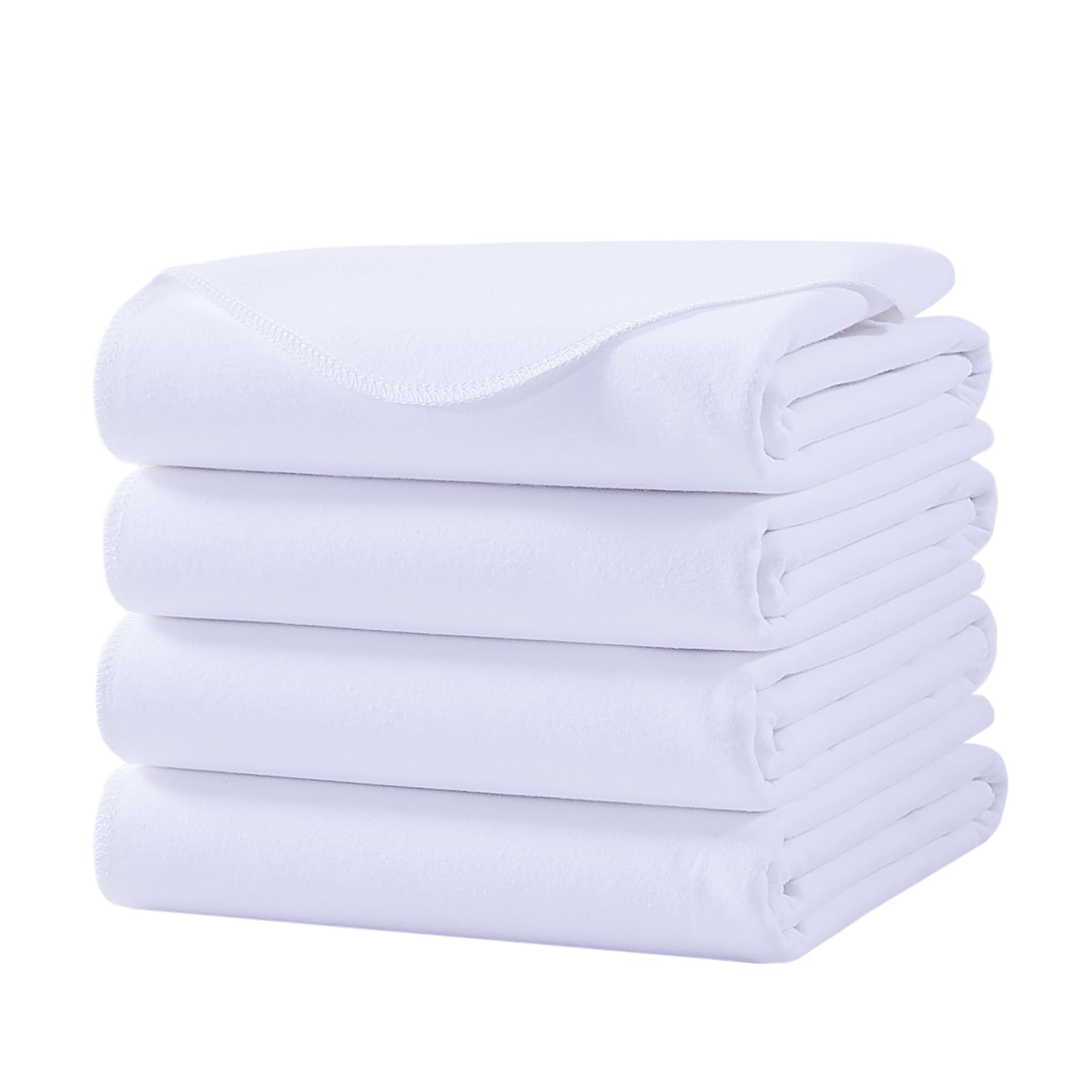 Lot de 4 alèses lavables, 86,4 x 91,4 cm, très absorbantes, 100 % imperméables, en flanelle de coton pour enfants, adultes, animaux domestiques, lit, canapé, sol, maison