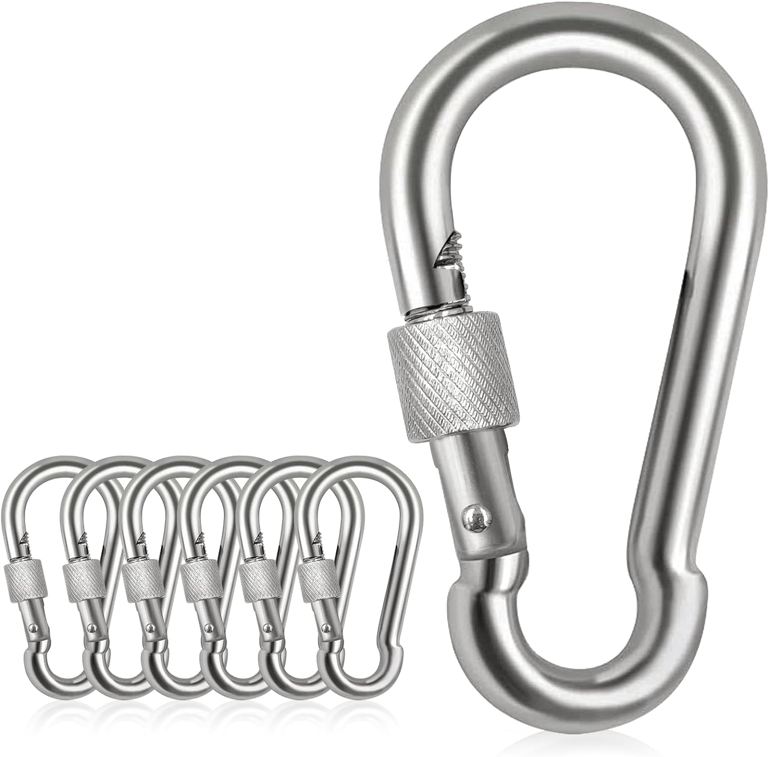 Spencer 2.25 Locking Carabiner Clips-304 Premium Stainless Steel Thumb Screw Carabiner Clip Heavy Duty For Outdoor, Camping, Hiking, Swing, Gym, Dog Leash and More