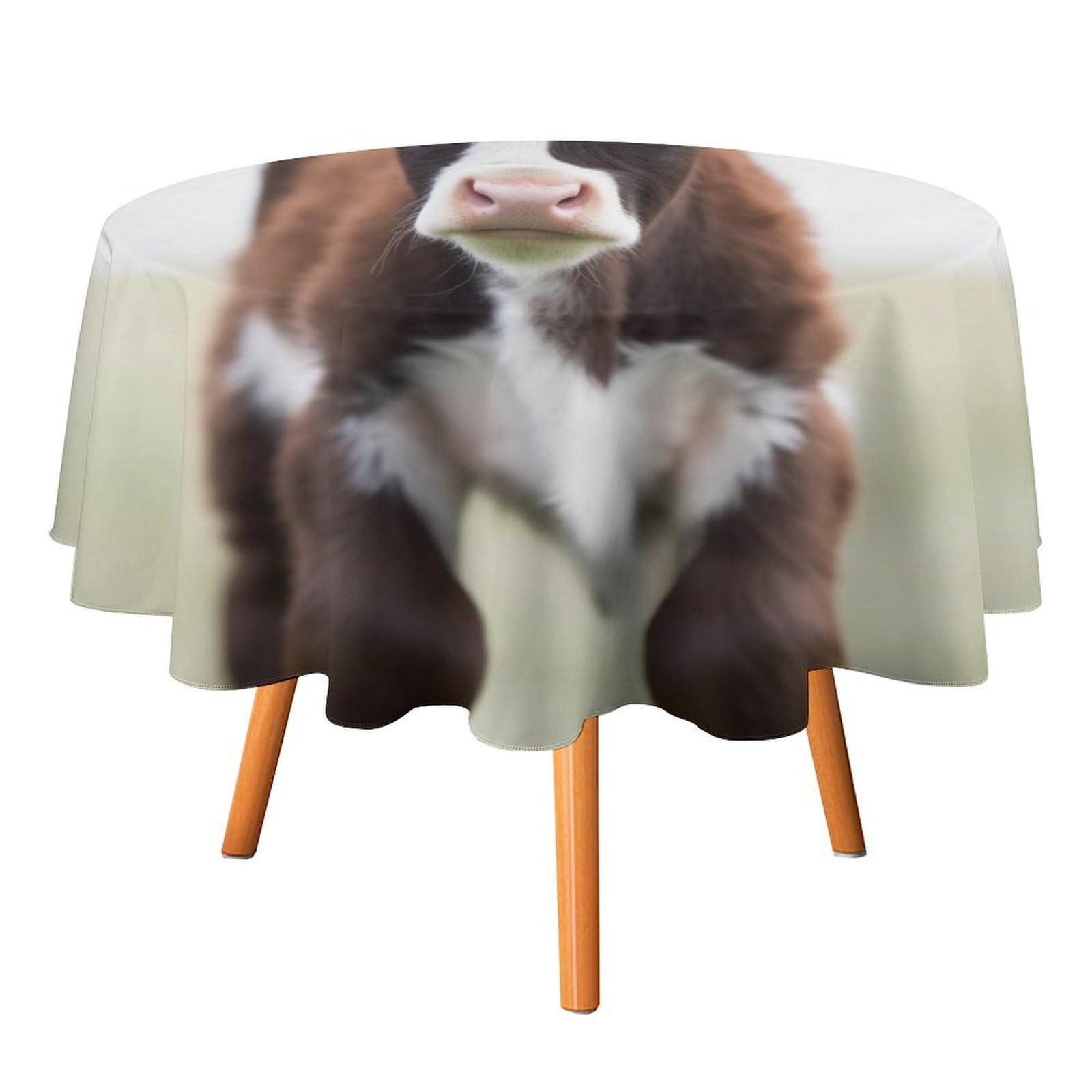SMAZDFXX Cow Tablecloth for Restaurant, Round Polyester Table Cover 60x60in for Party