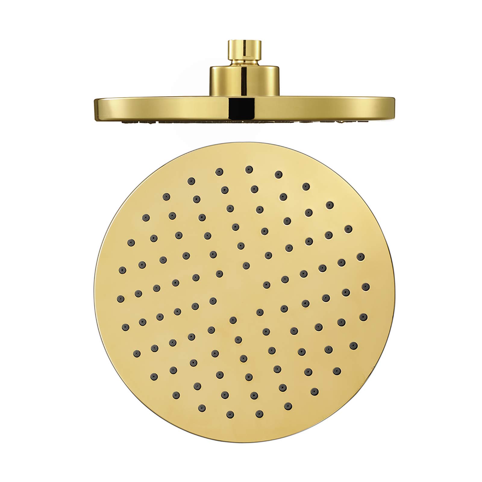 Soffione Doccia a Pioggia Soffioni Doccia Rotondi Dorati Soffione Doccia a Pioggia Grande in ABS Soffione Doccia Fisso ad Alta Pressione, Filettatura Universale G1/2", Oro Titanio