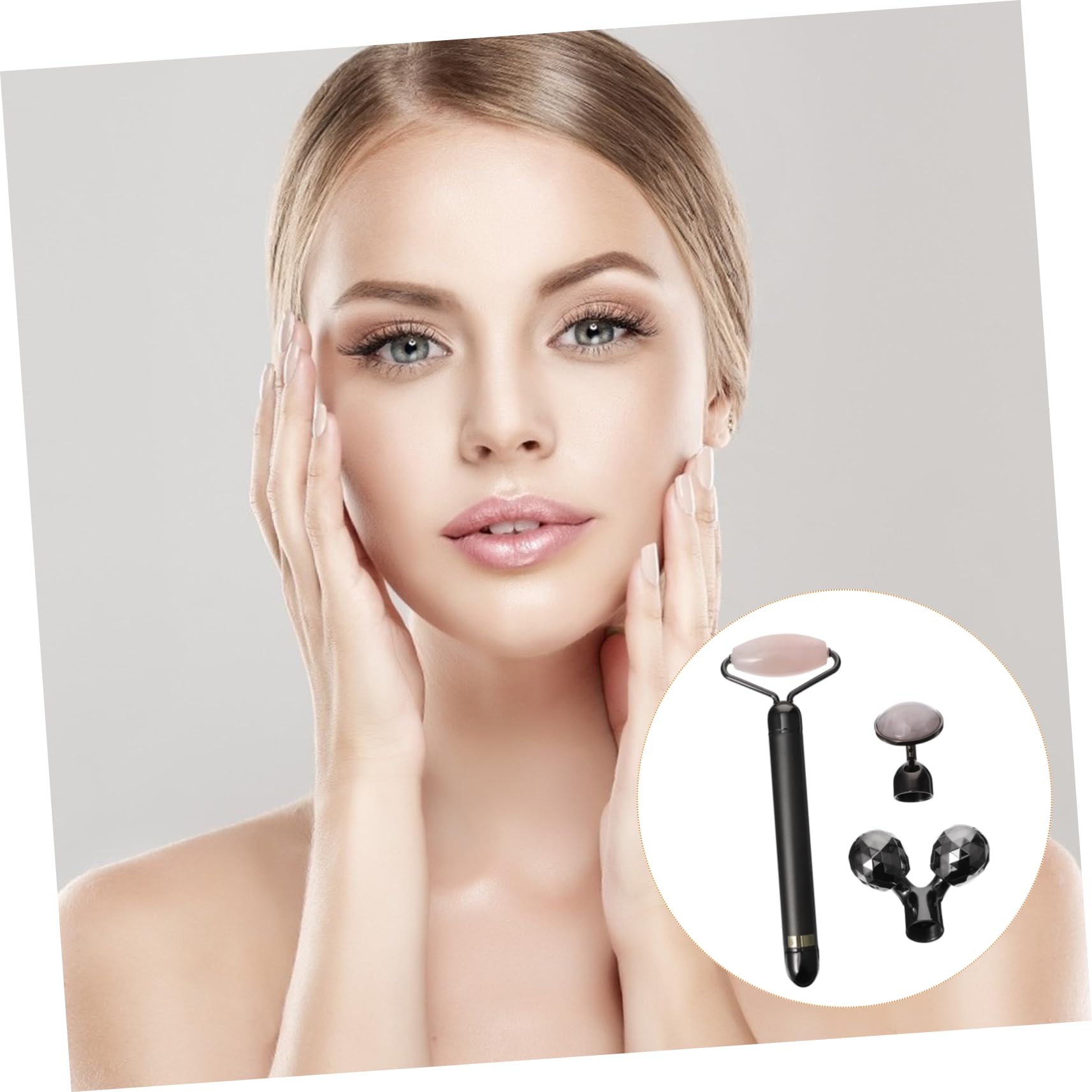 Healeved Masajeador Facial Rodillo Facial de Jade y Polvo de Cristal, Estimula la Circulación y Promueve la Producción de Colágeno para Piel del Rostro
