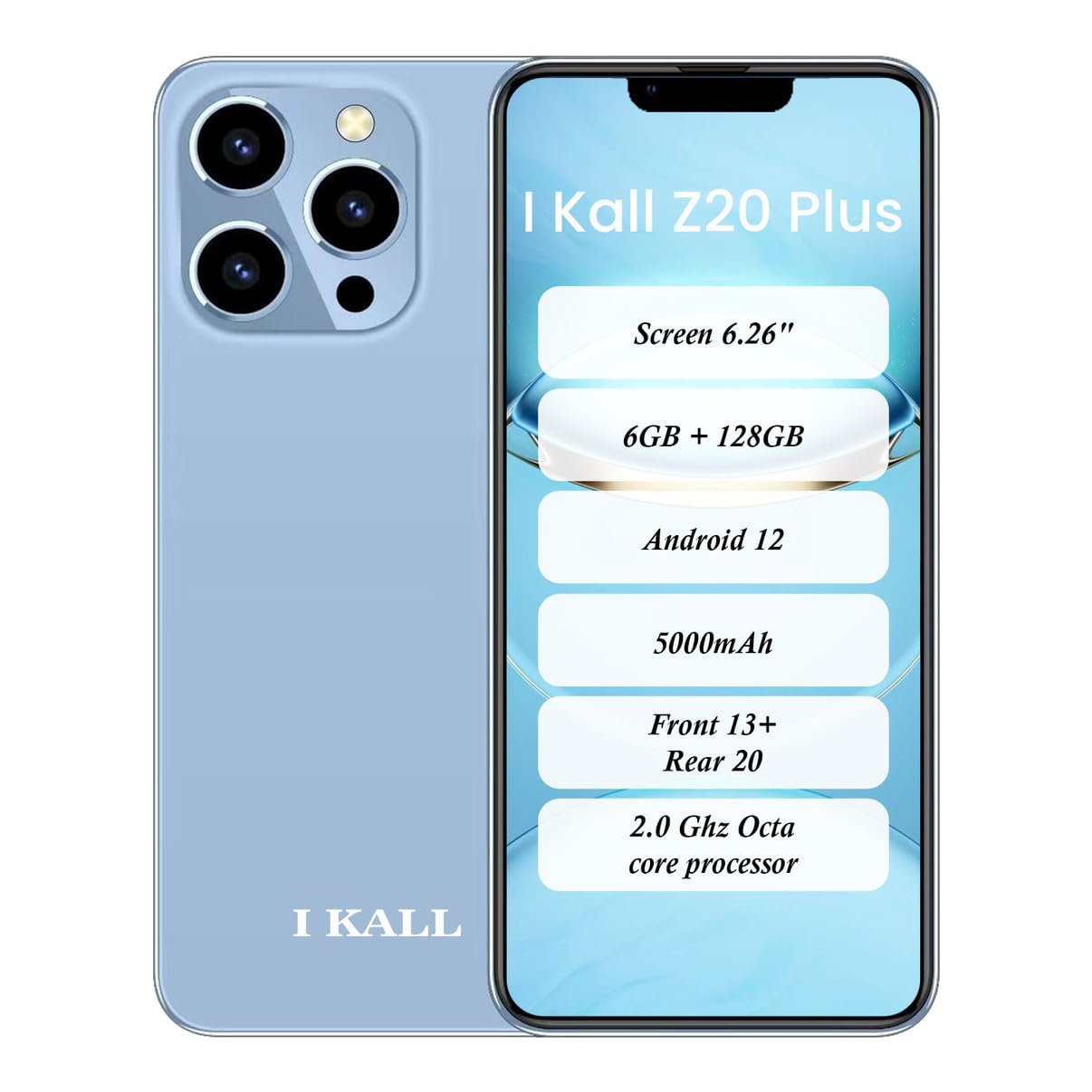 IKALL Z20 Smartphone (6GB RAM, 128GB ROM, 5000mAh Battery) | 6.26