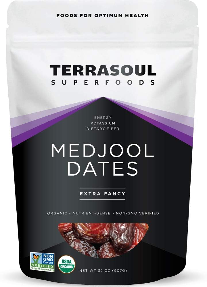 Terrasoul Superfoods Organic Medjool Dates, 2 Lbs - Soft Chewy Texture | Sweet Caramel Flavor | Farm Fresh