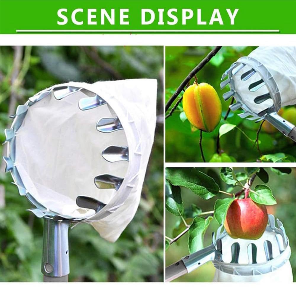 Cueille Fruit Telescopique,Cueille Fruit,Cueille Fruit Télescopique,4.2M Cueilleur de Fruits avec Manche télescopique, cueilleur de Fruits avec Manche télescopique léger en Acier Inoxydable
