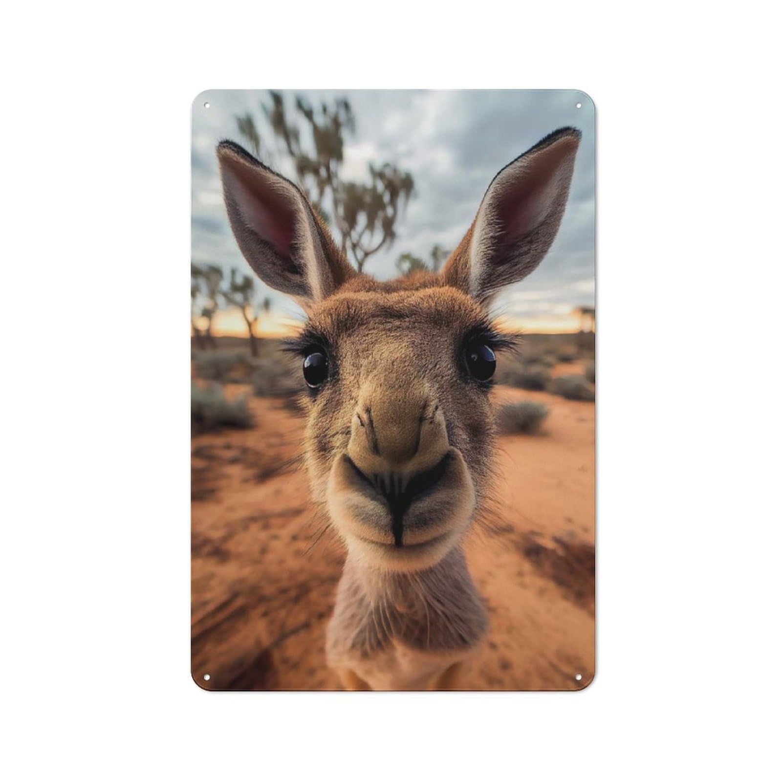 Junmoney Selfie Of A Young Kangaroo Rustic Metal Wall Sign 30X20cm For Café Or Restaurant, Gift Idea At Christmas For Café Owners And Decorators