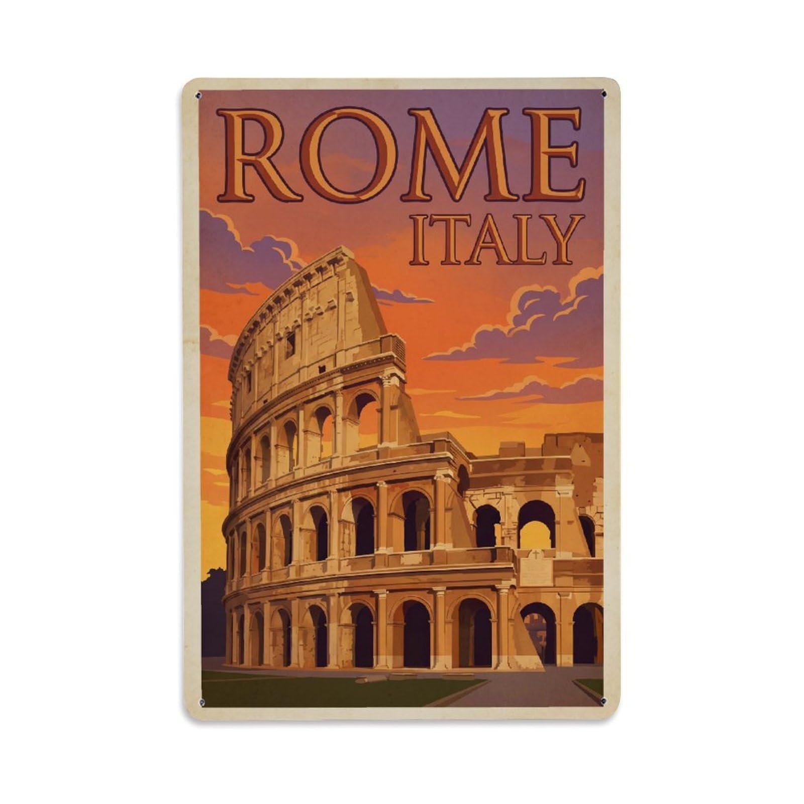 Vintage Travel Italy Rome Metal Tin Sign