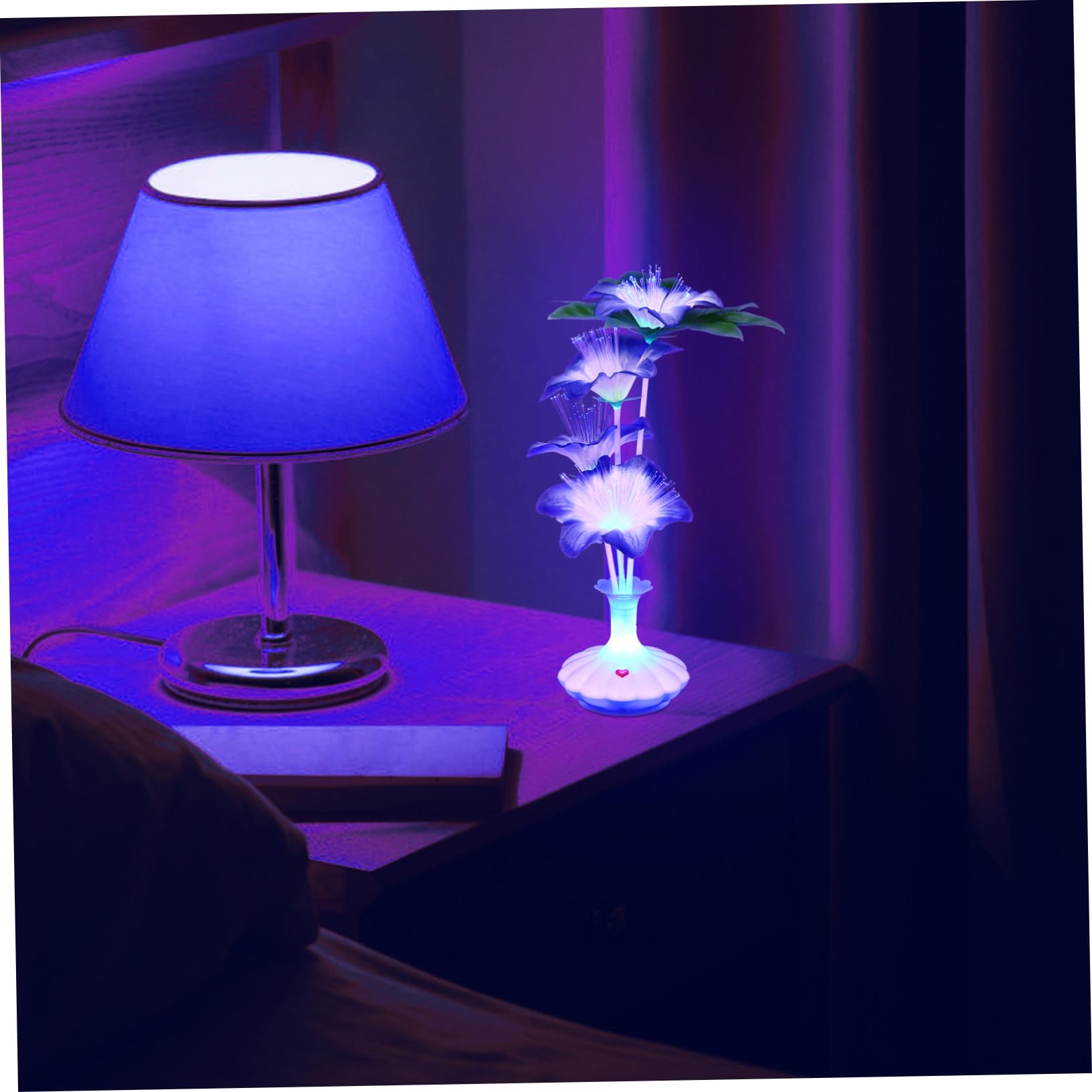 MAGICLULU Led Light Fiber Optic Centerpieces 4pcs Artificial Flower Light Vase for Home Decor Random