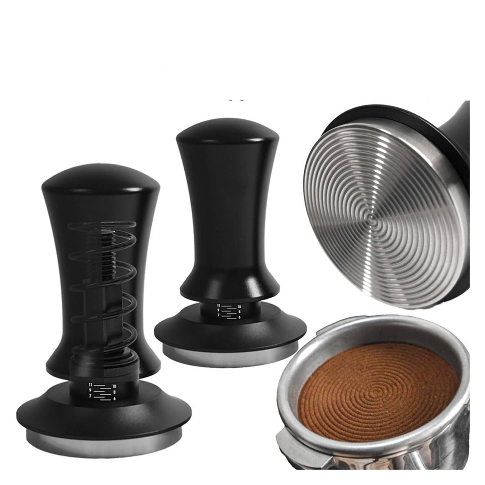 Tamper de café 58mm 54mm 51mm Base ondulada niveladora presión constante calibrado resorte cargado herramientas de Barista accesorios de Espresso(Rounded 58mm)