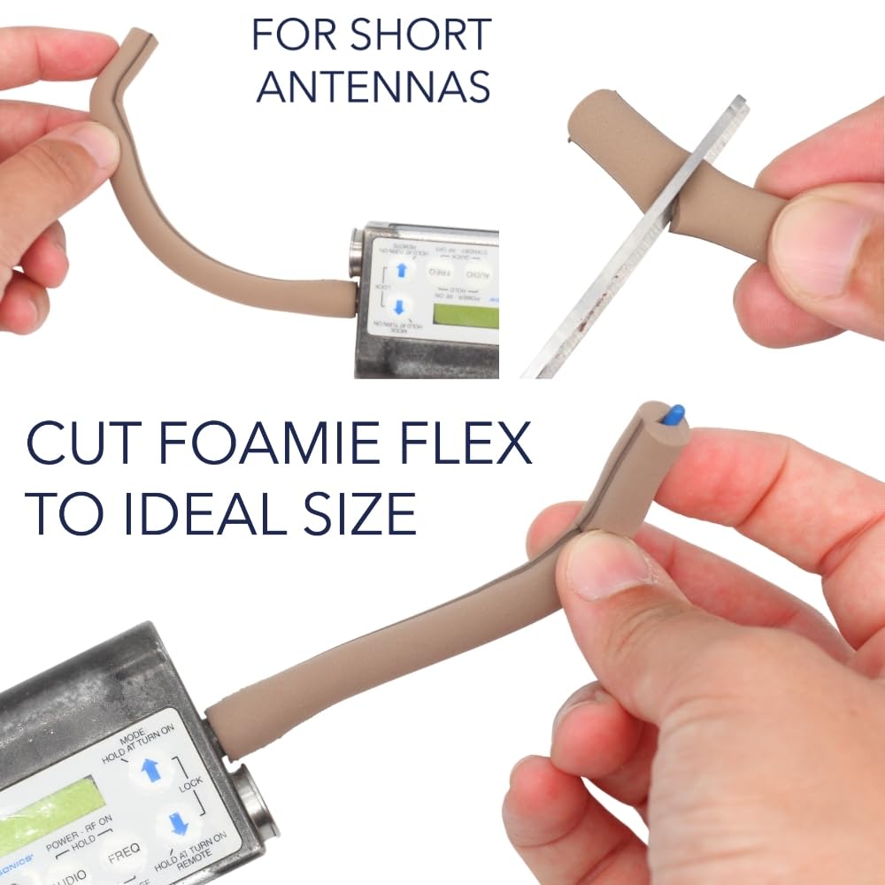URSA Foamie Flex RF Savers - Protectores de RF de espuma flexible para antenas de látigo y antenas - Mejora la señal, reduce el ruido de la ropa y protege contra el sudor, paquete de 4 (caramelo)