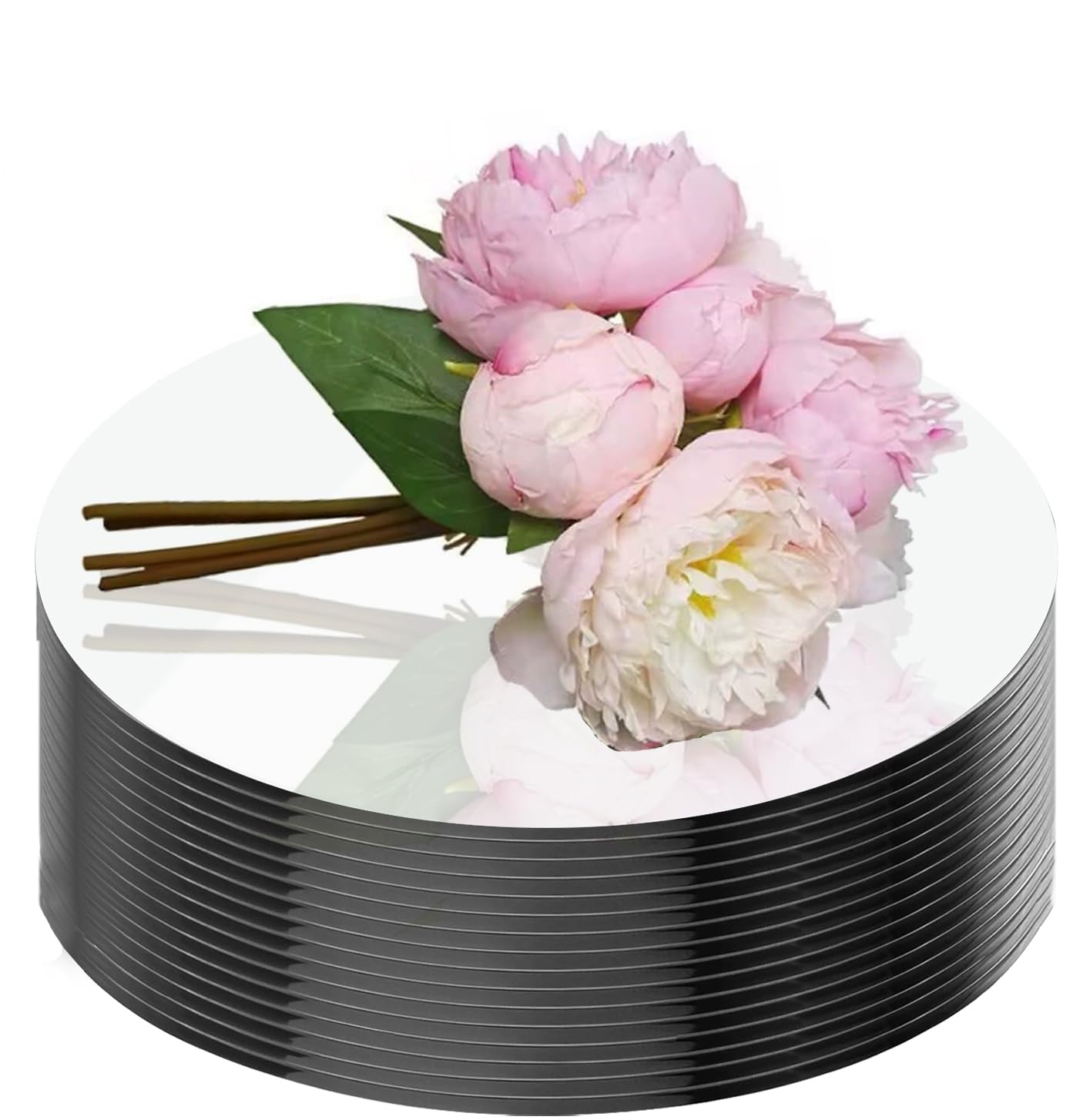 16Pack Round Mirror Centerpieces for Tables, Acrylic Round Mirror Trays Plates Decoration Circular Plate for Table Centerpiece Candles Wedding Baby Shower Christmas Party Decor Crafts (6inch)