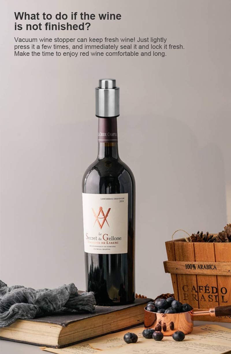 Tapón de Botella de Vino al vacío de Acero Inoxidable, sellador de Tapa de Vino Tinto, Herramientas de Bar, Cubierta de Botella, Corcho de Vino, Accesorios de Cocina