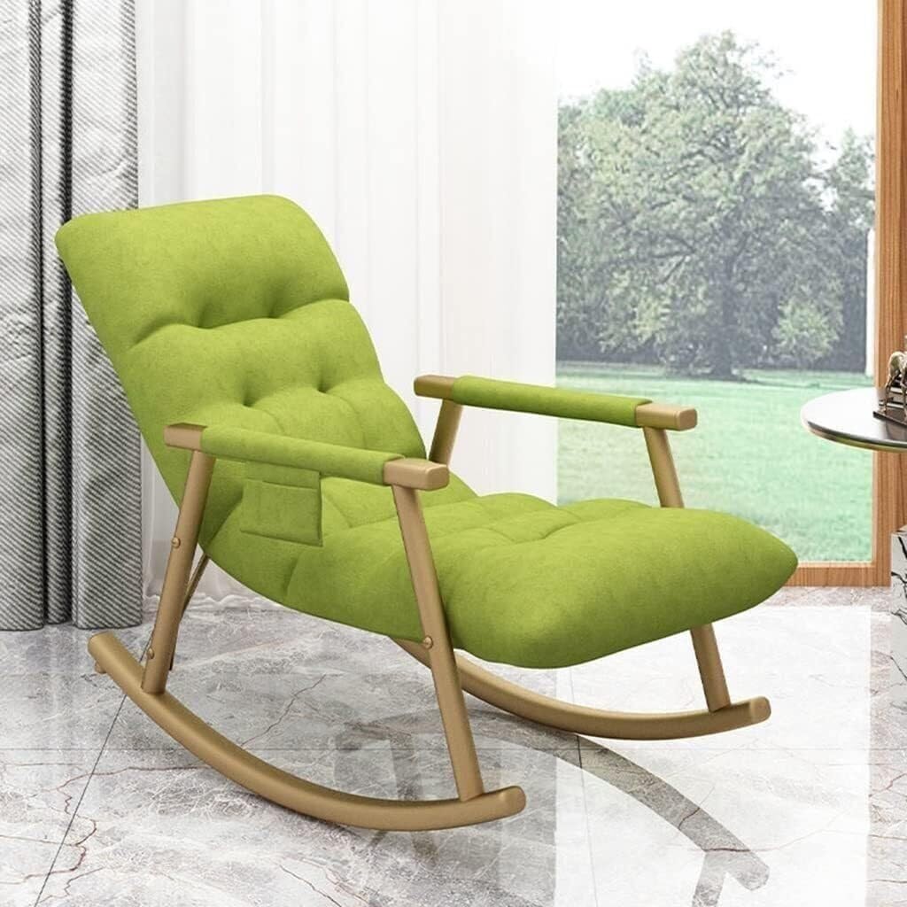 Sedia a Dondolo in Tessuto di metà secolo, per Soggiorno, per Il Tempo Libero, per Adulti, per Il pisolino, per la casa, per Ufficio, Salotto, Camera da Letto (Verde)