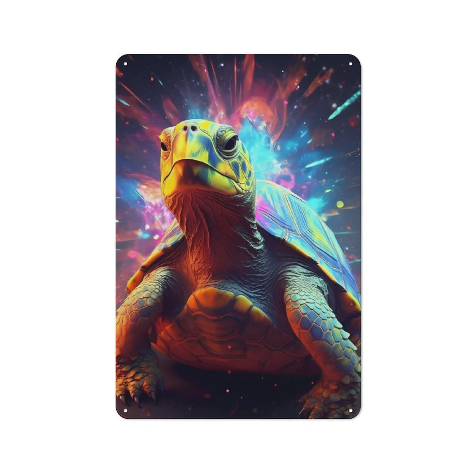 Junmoney Turtle Colorful Retro Metal Wall Sign 30X20cm For Home Office Or Studio, Winter Wall Decor For Home Office Decor Fans