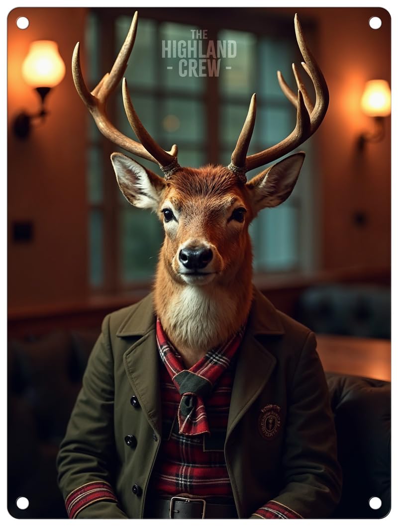 The Original Metal Sign Red Deer Stag Small (150 X 200Mm) Metal Sign - The Highland Crew