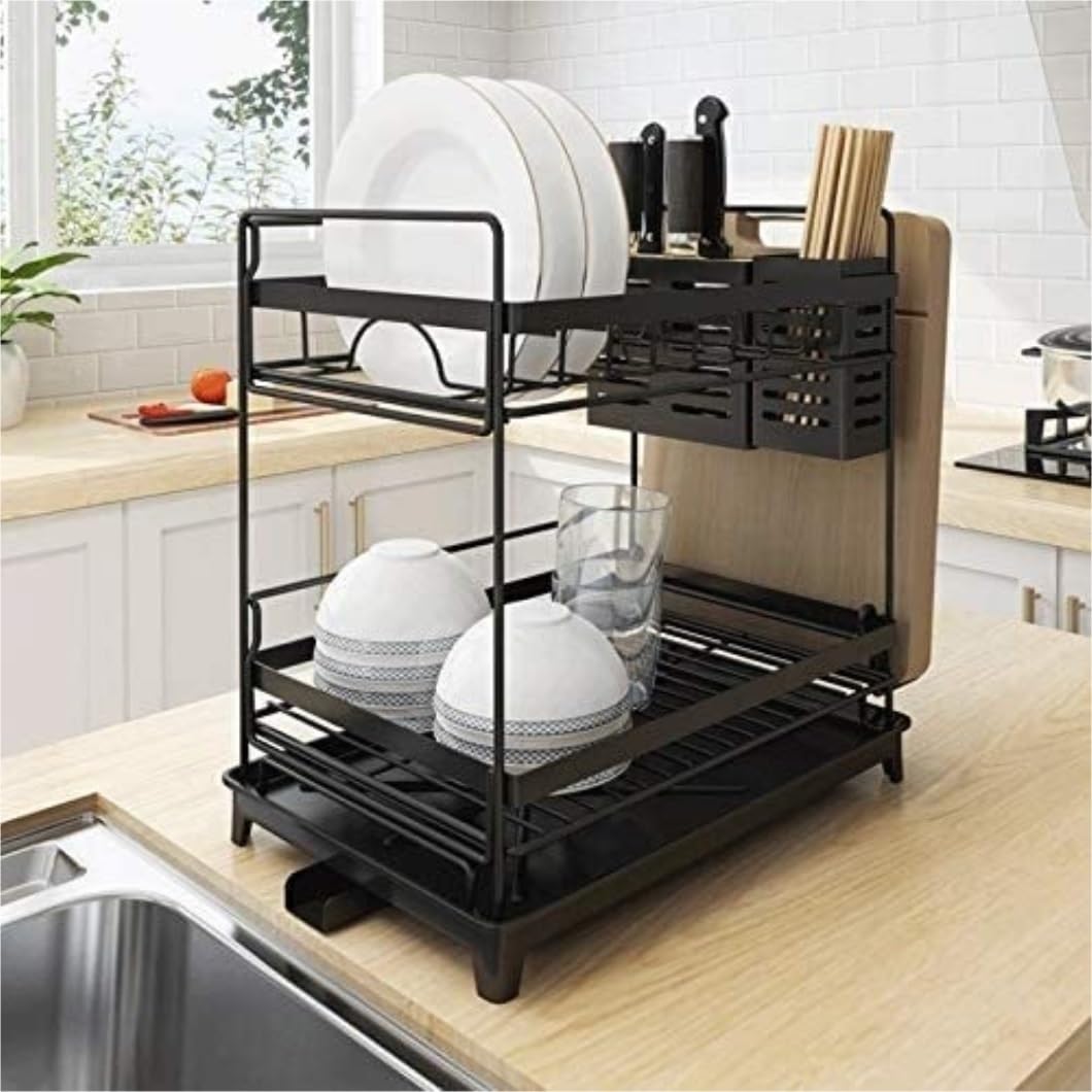 Escurreplatos Escurridor De Fregadero Acero Inoxidable, Estantes Cocina, Platos 2 Pisos, Organizador Organización Cocina