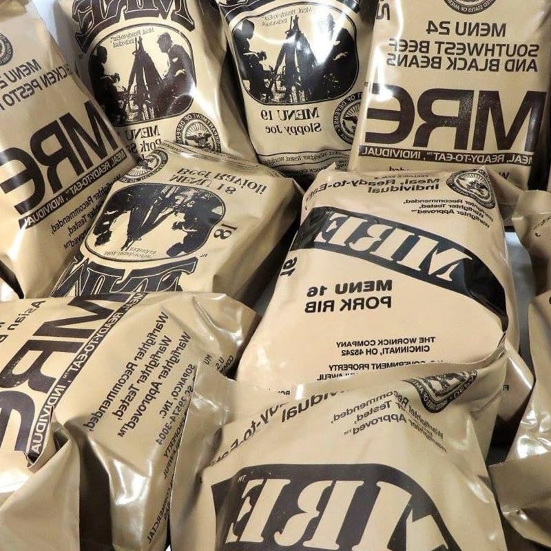 MRE meals military 2024, 2025 inspection date. 3 PACK single variety meals. 1250 cals per individual meal for camping, hiking, survival. Genuine US emergency food sale