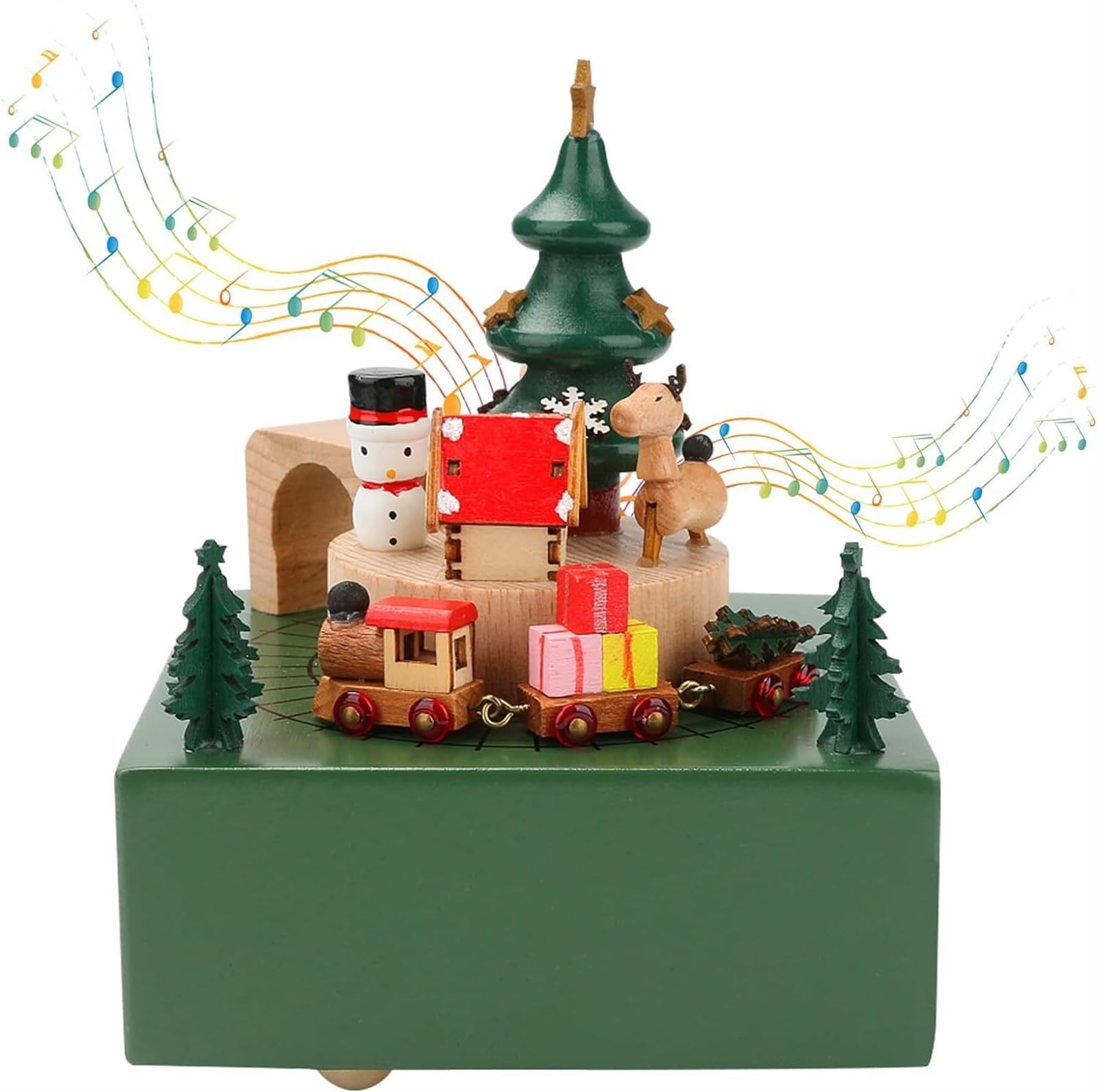 Caja de Música Caja de Musica Caja De Música Navideña De Madera, Mecanismo Tallado, Caja Musical De Cuerda con Tren En Movimiento Caja Musical Cajas Musicales