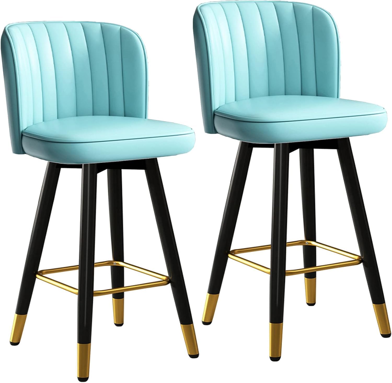 Tabourets de comptoir bleus et or de 55 cm pour sublimer vos repas autour de l'îlot de cuisine