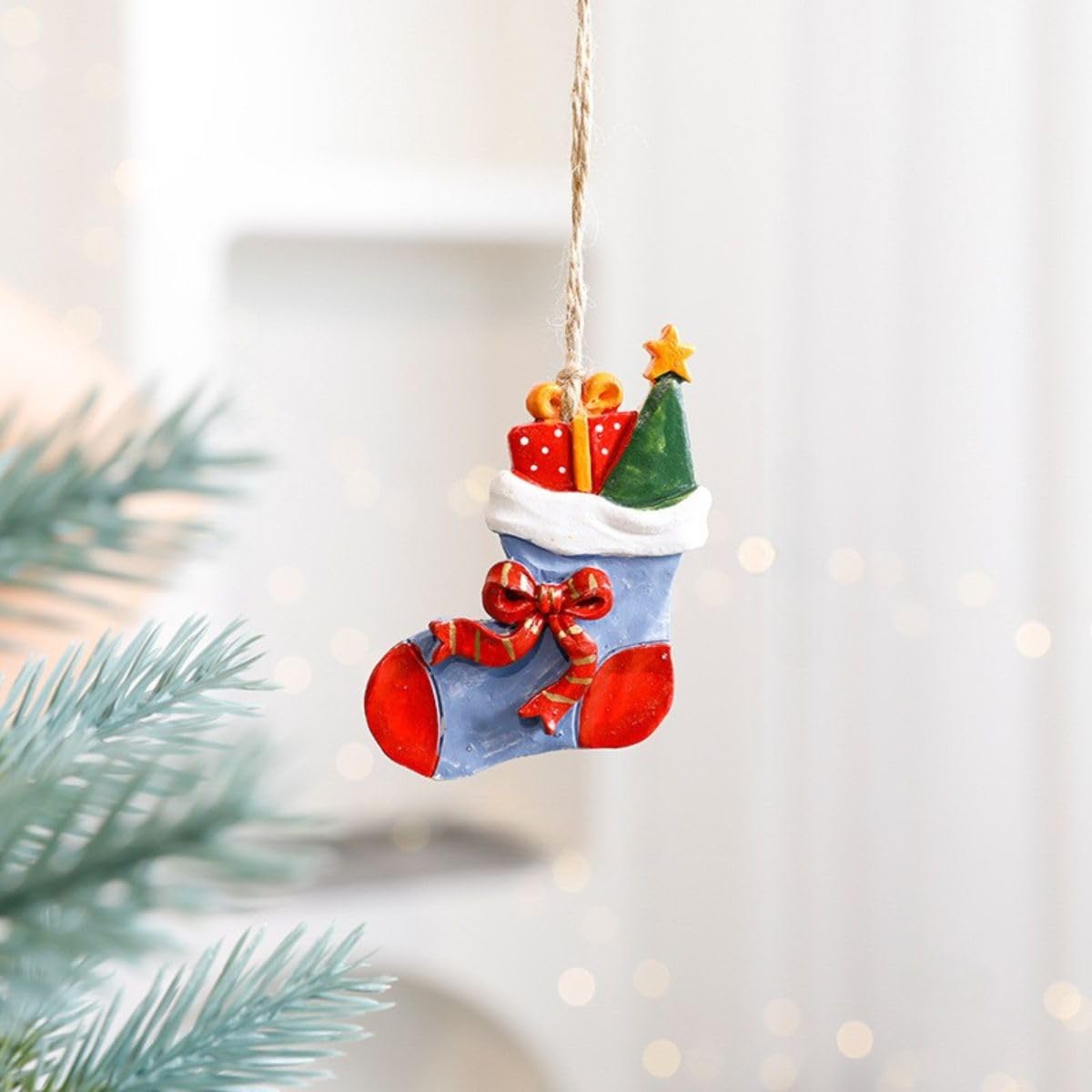Ricomso Red Christmas Tree Decoration – Hanging Festive Ornament For Xmas, Reusable Cute Holiday Decor For Home & Party (1, Stocking)